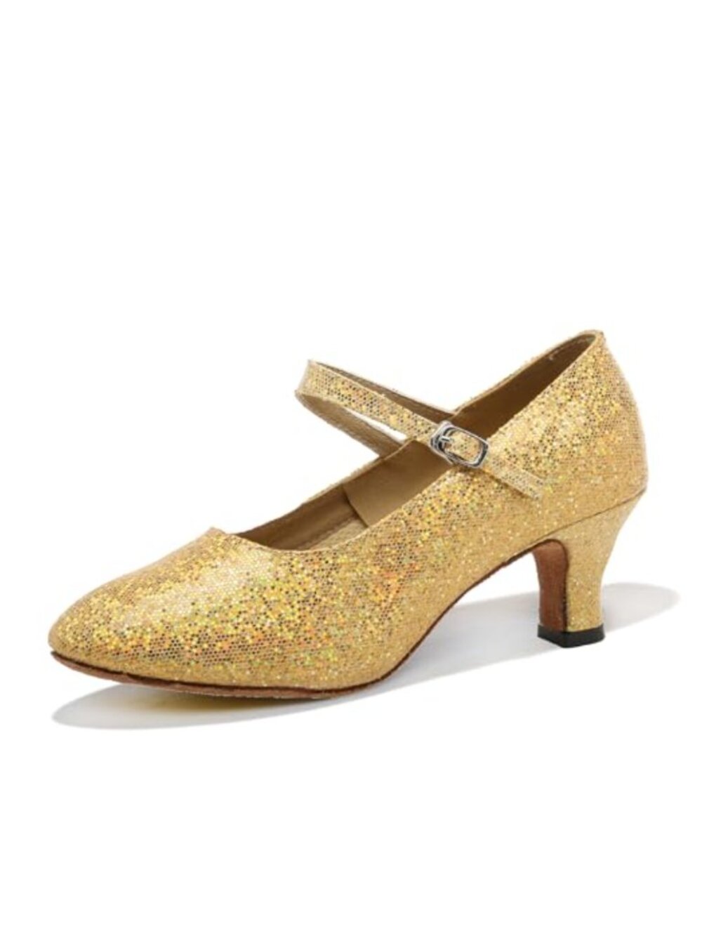 Mary Jane Ballroom Dance Heels Cuban Heel Closed Toe Sequin Comfortable